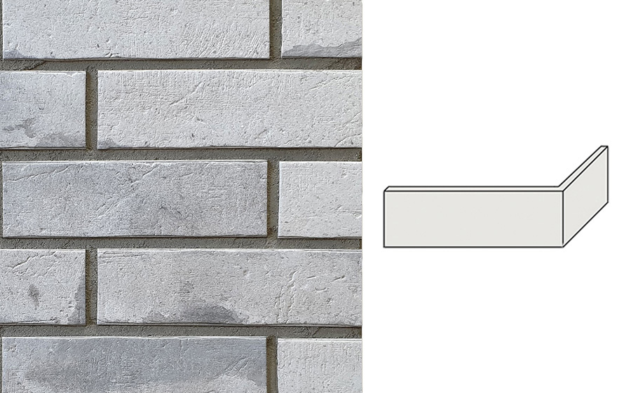 Клинкерная плитка угловая INTERBAU Brick Loft, INT 574 Hellgrau, 240*115*52*10 мм