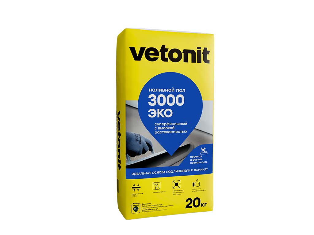 Суперфинишный наливной пол vetonit 3000 эко, 20 кг