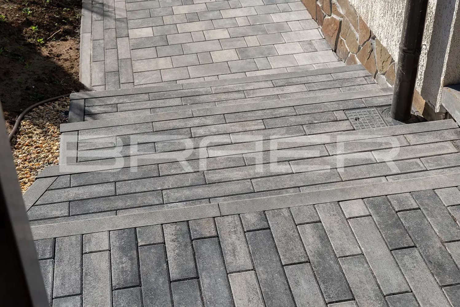 Плитка тротуарная BRAER Ригель 2.0 Color Mix Ночь 320*80*60 мм