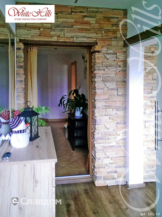 Облицовка комнат в коттедже с применением облицовочного камня White Hills Кросс Фелл 101-10
