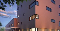 Многоэтажный жилой комплекс с облицовкой фасадной клинкерной плиткой King Klinker Dream House 19 Ruby flame