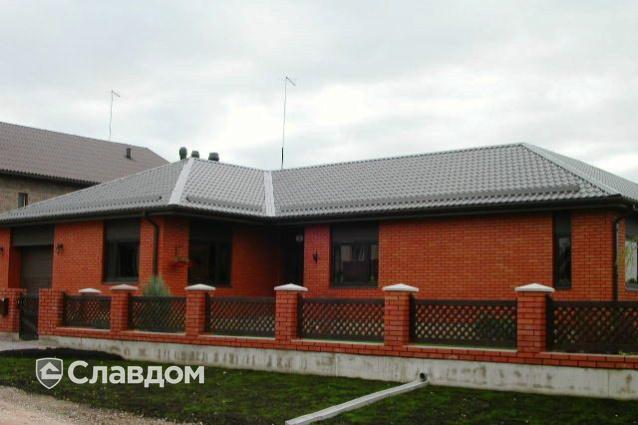 Коттедж с облицовкой кирпичом Terca Red каре