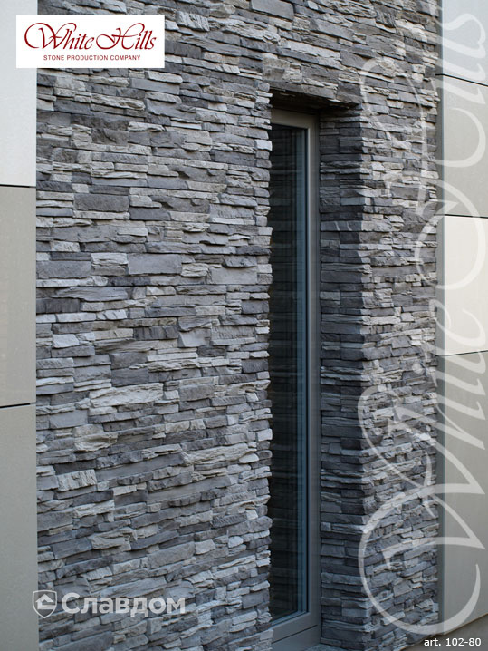 Фасад с применением облицовочного камня White Hills Кросс Фелл 102-80