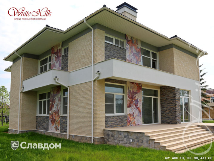 Коттедж с использованием облицовочного камня White Hills Шинон 411-80