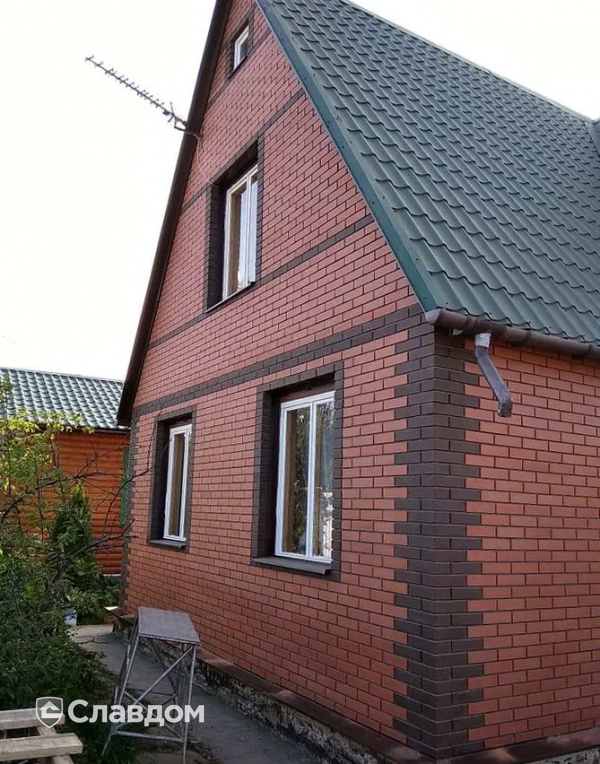 Загородный дом с облицовкой кирпичом Вышневолоцкая керамика Красный гладкий 1НФ