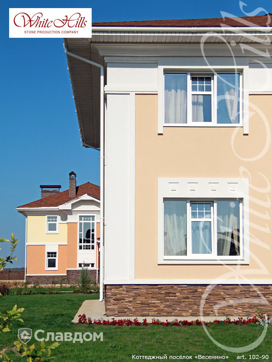 Частный дом в КП Весенино с применением облицовочного камня White Hills Кросс Фелл