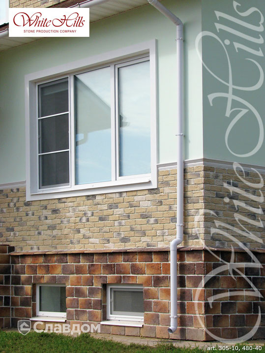 Фасад частного дома с применением облицовочного камня White Hills Бремен брик 305-10