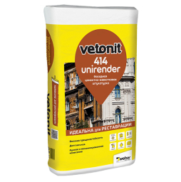 Цементно-известковая фасадная штукатурка weber.vetonit Unirender 414, 25 кг