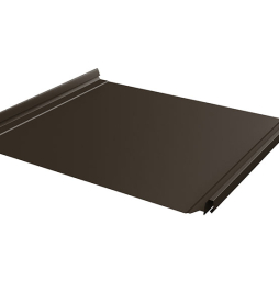 Фальцевая кровля Grand Line Кликфальц® Pro Satin Matt с пленкой на замках RR 32 темно-коричневый