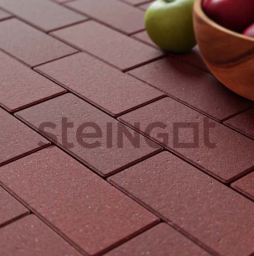 Плитка тротуарная Steingot Моноцвет, Прямоугольник, фаска 1,5*1,5, темно-красный, 200*100*60 мм
