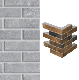 Термопанель угловая ППС с клинкерной плиткой толщиной 12 мм BestPoint Exclusive Cement Gray 243/365*470*50 мм 