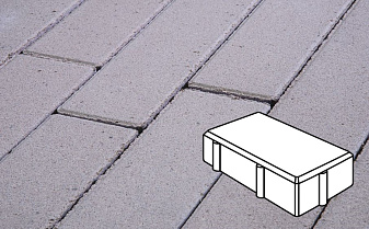 Плитка тротуарная Готика Profi, Брусчатка, белый, частичный прокрас, б/ц, 200*100*60 мм