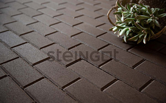 Плитка тротуарная Steingot Моноцвет, Прямоугольник, фаска 5*5, темно-коричневый, 200*100*60 мм