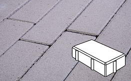 Плитка тротуарная Готика Profi, Брусчатка, белый, полный прокрас, б/ц, 200*100*40 мм